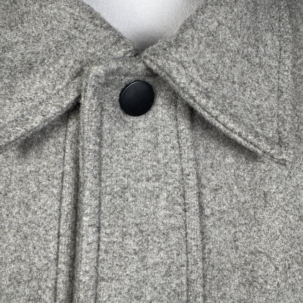 Zara Women's Lined Wool Coat Heathered Gray Sz XL interior pockets snap closure - Picture 11 of 11